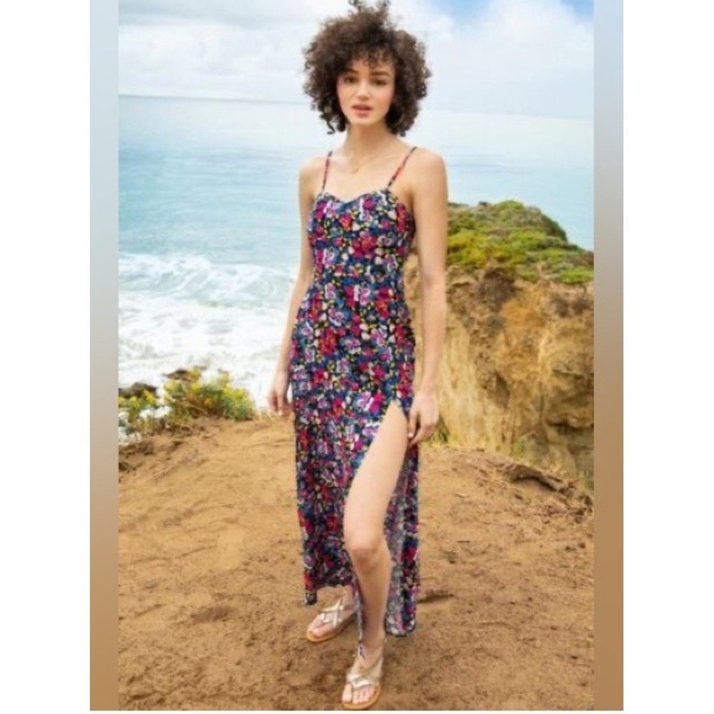 Anthropologie x Yumi‎ Kim Last Dance Floral Maxi Dress Side Slit Size 4 Feminine